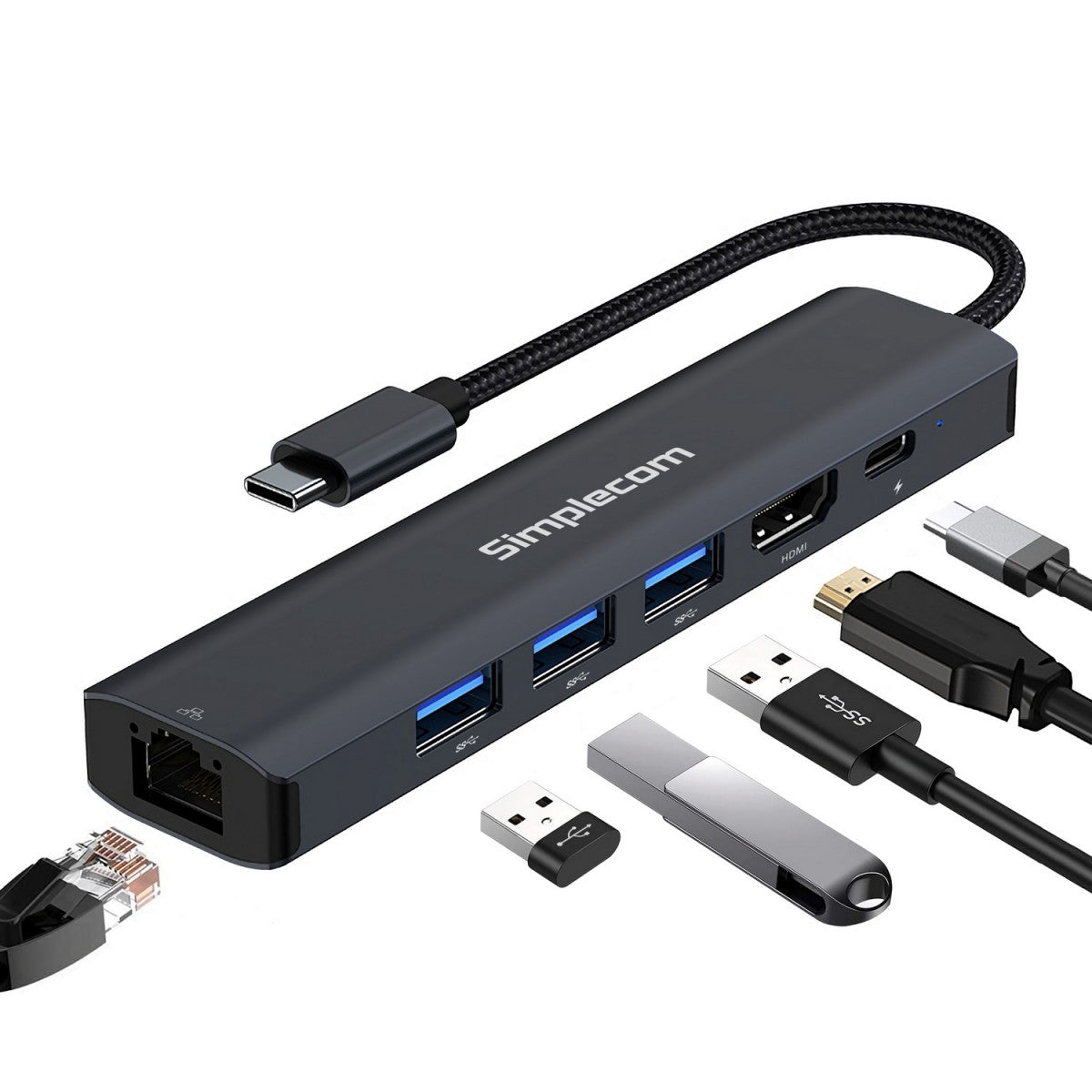 Simplecom CHN560 USB-C SuperSpeed 6-in-1 Multiport Adapter Docking Station Simplecom CHN560 USB-C SuperSpeed 6-in-1 Multiport Adapter Docking Station